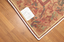 5x8 Golden Sage, Rose, Aqua Color Hand Made Needlepoint Cotton Traditional Oriental Rug