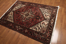 5x7 Rust, Ivory, Charcoal Color Hand Knotted Heriz Wool Traditional Oriental Rug