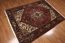 5x7 Rust, Ivory, Charcoal Color Hand Knotted Heriz Wool Traditional Oriental Rug