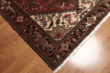5x7 Rust, Ivory, Charcoal Color Hand Knotted Heriz Wool Traditional Oriental Rug