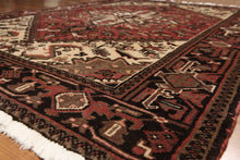 5x7 Rust, Ivory, Charcoal Color Hand Knotted Heriz Wool Traditional Oriental Rug