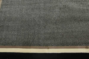 5x7 Black, White, Ivory Machine Made Harring Bone 100% Wool Oriental Area Rug - Oriental Rug Of Houston