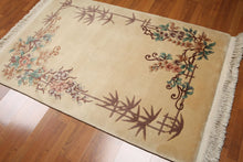 4'x6' Beige Hand Woven Traditional Wool Oriental Area Rug