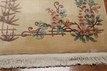 4'x6' Beige Hand Woven Traditional Wool Oriental Area Rug