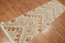 2'4''x8' Runner Ivory Hand Knotted Contemporary KAT Design Wool Foundation Wool Oriental Area Rug