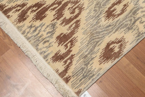 2'4''x8' Runner Ivory Hand Knotted Contemporary KAT Design Wool Foundation Wool Oriental Area Rug