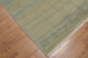 6'x9' Blue Hand Knotted Contemporary Tibetan Boho Print Shabby Chic Wool Oriental Area Rug