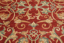 9'x12' Red Hand Knotted Traditional Full Pile Savonnairie Ornate Design Wool Oriental Area Rug