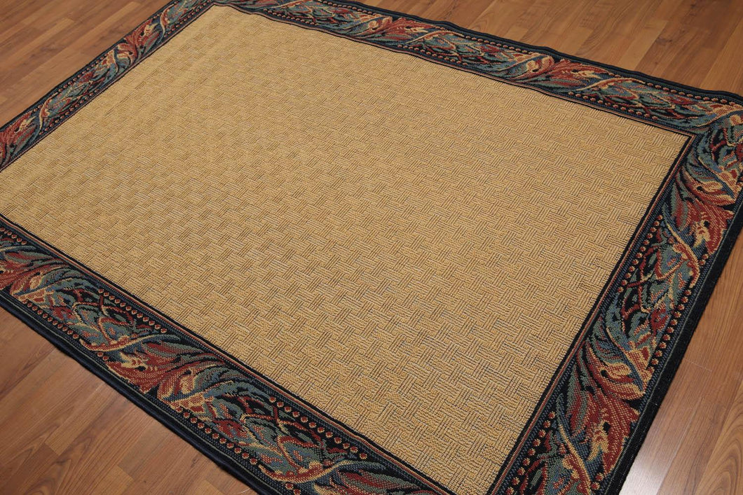 5x7 Gold Machine made French Aubusson 100% Wool Oriental Area Rug