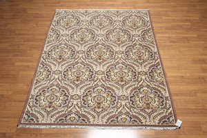 6x9 Brown, Beige Hand knotted Transitional Wool Oriental Area Rug - Oriental Rug Of Houston