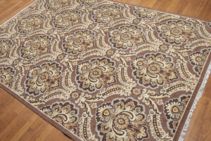 6x9 Brown, Beige Hand knotted Transitional Wool Oriental Area Rug - Oriental Rug Of Houston