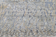 2'3x10 Celedon, Gray, Blue Color Hand Knotted Oushak Wool Modern Oriental Rug