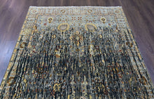6x9 Slate, Charcoal, Gold Color Hand Knotted Oushak Wool Modern Oriental Rug