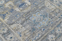 2'6x9 Slate, Ivory, Blue Color Hand Knotted Oushak Wool Transitional Oriental Rug