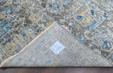 8x10 Gray, Blue, Light Gold Color Hand Knotted Oushak Wool Transitional Oriental Rug