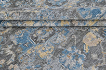 8x10 Gray, Blue, Light Gold Color Hand Knotted Oushak Wool Transitional Oriental Rug