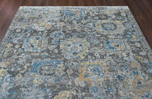 8x10 Gray, Blue, Light Gold Color Hand Knotted Oushak Wool Transitional Oriental Rug