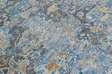 8x10 Gray, Blue, Light Gold Color Hand Knotted Oushak Wool Transitional Oriental Rug
