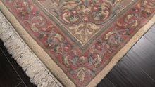 6x9 Ivory, Blush, Brown Color Hand Knotted French Aubusson Savonnerie New Zealand Wool Traditional Oriental Rug