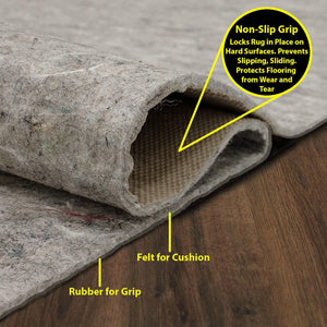 Rug Pad - Premium Felt and Rubber Padding - Non-Slip Cushion Rug