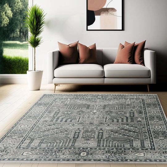 8x10 Tone On Tone Gray Hand Knotted LoomBloom Muted Turkish Oushak 100% Wool Transitional Oriental Area Rug