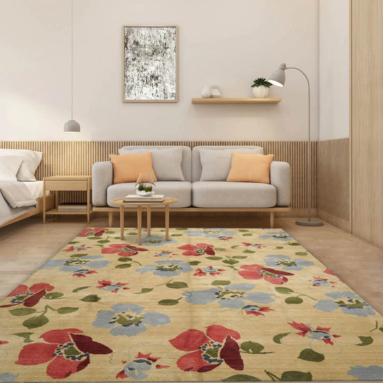 7'11''x10'3'' Hand Knotted Tibetan 100% Wool Transitional Oriental Area Rug Pistacchio, Rust Color