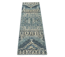 Multi Size Hand Knotted Wool Blue, Gray Tribal Moroccan Rug