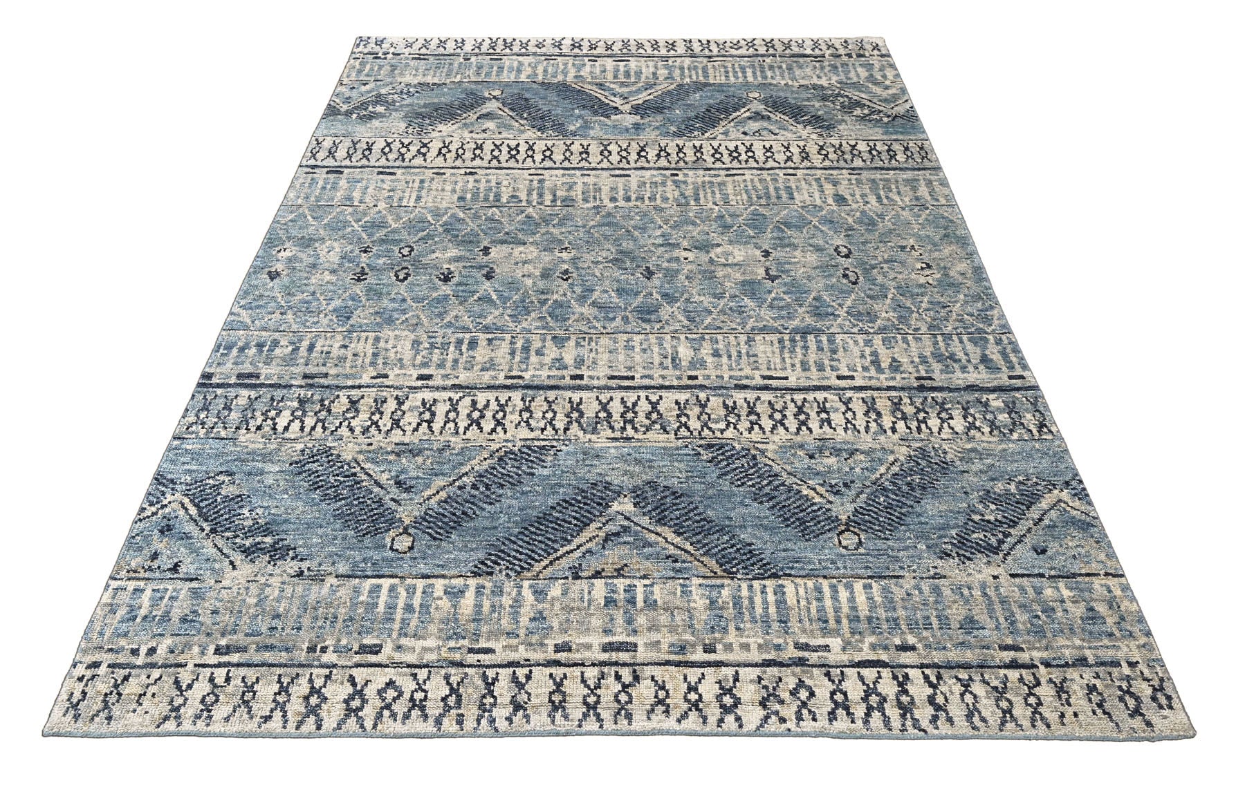 Matlab Blue Rug Multi Size Hand Knotted Wool Blue Oushak Moroccan Rug – Oriental Rug Of ...