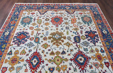 9x12 Beige, Blue, Red Color Hand Knotted Oushak Wool Arts and Crafts Oriental Rug