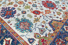 9x12 Beige, Blue, Red Color Hand Knotted Oushak Wool Arts and Crafts Oriental Rug