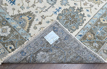 9x12 Beige, Gray, Blue Color Hand Knotted Oushak Wool Transitional Oriental Rug