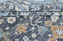 9x12 Gray, Slate, Beige Color Hand Knotted Oushak Wool Transitional Oriental Rug