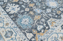 9x12 Gray, Slate, Beige Color Hand Knotted Oushak Wool Transitional Oriental Rug