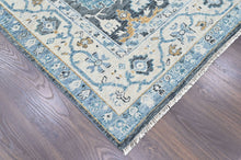 9x12 Gray, Slate, Beige Color Hand Knotted Oushak Wool Transitional Oriental Rug