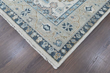 9x12 Beige, Brown, Gray Color Hand Knotted Oushak Wool Transitional Oriental Rug