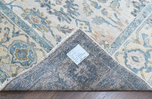 9x12 Beige, Slate, Aqua Color Hand Knotted Oushak Wool Transitional Oriental Rug