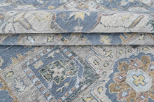 9x12 Blue, Beige, Taupe Color Hand Knotted Oushak Wool  Oriental Rug