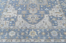 9x12 Blue, Beige, Taupe Color Hand Knotted Oushak Wool  Oriental Rug