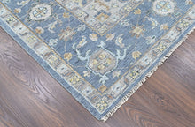 9x12 Blue, Beige, Taupe Color Hand Knotted Oushak Wool  Oriental Rug