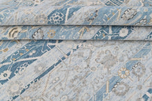 8'6x11'6 Aqua, Gray, Beige Color Hand Knotted Oushak Wool Transitional Oriental Rug