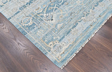 8'6x11'6 Aqua, Gray, Beige Color Hand Knotted Oushak Wool Transitional Oriental Rug