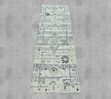 2'7"x8'5" Hand Knotted Wool Mint Oushak Transitional Rug