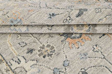 2'7"x8'5" Hand Knotted Wool Mint, Gray Oushak Transitional Rug