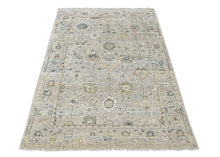 2'7"x8'5" Hand Knotted Wool Mint, Gray Oushak Transitional Rug