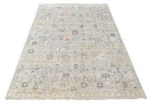2'7"x8'5" Hand Knotted Wool Mint, Gray Oushak Transitional Rug