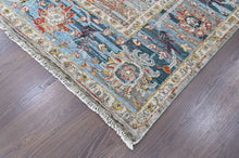 9x12 Slate, Gray, Blue Color Hand Knotted Oushak Wool Transitional Oriental Rug
