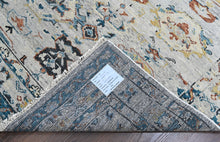 9x12 Slate, Gray, Aqua Color Hand Knotted Oushak Wool Transitional Oriental Rug