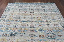 9x12 Slate, Gray, Aqua Color Hand Knotted Oushak Wool Transitional Oriental Rug