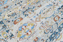 9x12 Slate, Gray, Aqua Color Hand Knotted Oushak Wool Transitional Oriental Rug