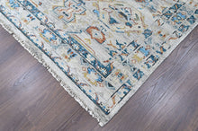 9x12 Slate, Gray, Aqua Color Hand Knotted Oushak Wool Transitional Oriental Rug